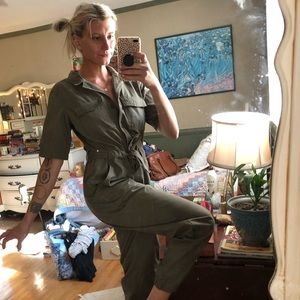 Hunter Green Canvas Jumpsuit